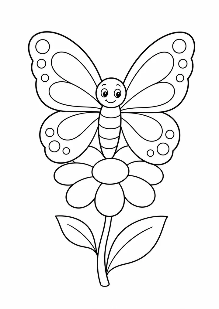 Borboleta pousada em uma flor para colorir