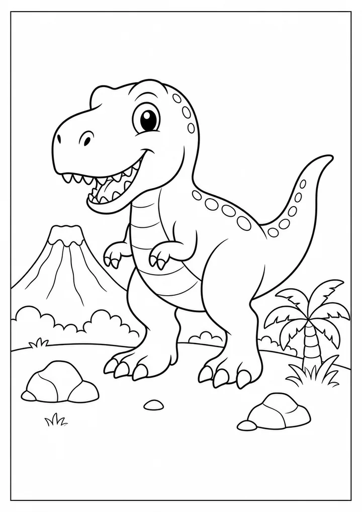 Desenho de dinossauro T-rex para colorir e imprimir