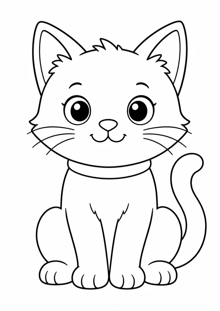 Desenho de gato sentado para colorir e imprimir