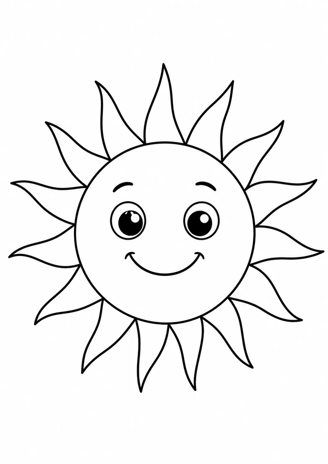 Sol simples com raios completos e áreas amplas para colorir